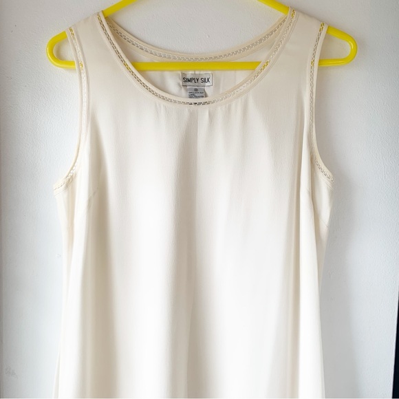 SIMPLY SILK 100% Silk Maxi Dress Sleeveless Size M Lagenlook Minimalist Basic - Picture 2 of 8